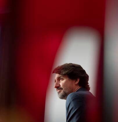 April 6, 2021, Ottawa, on, Canada: Prime Minister Justin Trudeau listens to a question during a news conference in the Parliamentary precinct on the COVID-19 pandemic, Tuesday April 6, 2021 in Ottawa. Ottawa Canada  - ZUMAc35_ 20210406_zaf_c35_014 Copyright: xAdrianxWyldx
