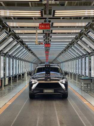 HEFEI, CHINA - APRIL 07: The Nio s 100,000th production vehicle ES8 rolls off the assembly line at the JAC-NIO production base on April 7, 2021 in Hefei, Anhui Province of China.  Copyright: xVCGx CFP111324691322