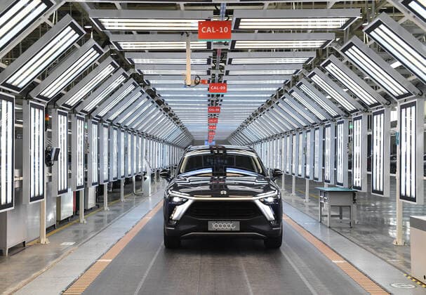 HEFEI, CHINA - APRIL 07: The Nio s 100,000th production vehicle ES8 rolls off the assembly line at the JAC-NIO production base on April 7, 2021 in Hefei, Anhui Province of China.  Copyright: xVCGx CFP111324691328