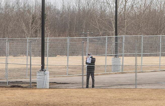 April 7, 2021, EDMONTON, ab, Canada: A notice is put on the fence that was erected around GraceLife Church, near Edmonton on Wednesday April 7, 2021. The Alberta government has closed down and fenced off a church that has been charged with refusing to follow COVID-19 health rules. Alberta Health Services, in a statement, says GraceLife church will remain closed until it shows it will comply with public-health measures meant to contain the spread of the novel coronavirus. EDMONTON Canada  - ZUMAc35_ 20210407_zaf_c35_061 Copyright: xJasonxFransonx