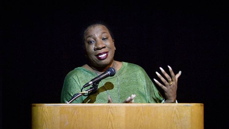 Berühmte Feministinnen, Tarana Burke February 6, 2019, Fresno, CA, USA: Tarana Burke, a founder of the MeToo movement, speaks during a public event about empowerment and advocacy at Fresno State s Satellite Student Union on Wednesday, Feb. 6, 2019. Fresno USA - ZUMAm67_ 20190206_zaf_m67_093 Copyright: xCraigxKohlrussx