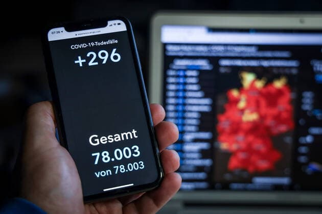 Coronavirus in Deutschland - Covid-19-Dashboard des Robert Koch-Institut 09.04.2021: Robert Koch-Institut: 7-Tage-Inzidenz 110,4. 7-Tage-Fallzahl 91.839. COVID-19-Fälle 2.956.316. Zugang um 25.464 gegenüber dem Vortag. COVID-19-Todesfälle 78.003. Zugang um 296 gegenüber dem Vortag. Information des RKI: Rund um die Osterfeiertage ist zu beachten, dass weniger Personen einen Arzt aufsuchen, weniger Proben genommen und weniger Laboruntersuchungen durchgeführt werden und damit weniger Erregernachweise an das RKI gemeldet werden.