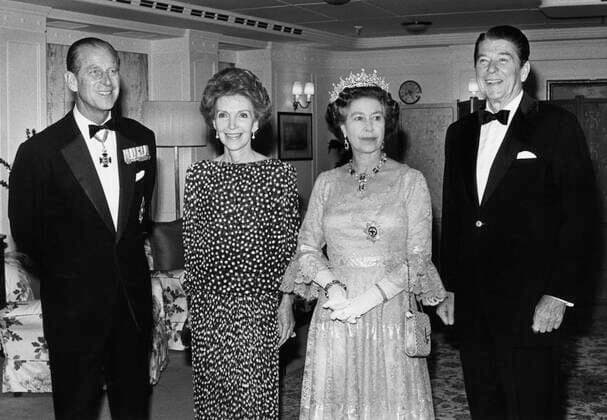 March 3, 1983, San Francisco, California, USA: QUEEN ELIZABETH II and PRINCE PHILIP stand with President RONALD REAGAN and Mrs. NANCY REAGAN on the Royal Yacht on March 3, 1983, in San Francisco Bay. San Francisco USA - ZUMAj02_ 19830303_new_j02_001 Copyright: xMichaelxJacobsx