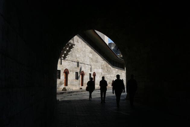 April 12, 2021, Istanbul, Turkey: People are walking in a historical path in Eminonu, Istanbul..President Erdogan is expected to announce the new coronavirus measures to be implemented during the month of Ramadan which is starting tomorrow. Istanbul Turkey - ZUMAs197 20210412_zab_s197_053 Copyright: xHakanxAkgunx