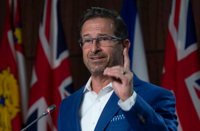 April 13, 2021, Ottawa, on, Canada: Bloc leader Yves-Francois Blanchet speaks during a news conference on Parliament Hill in Ottawa, Tuesday April 13, 2021. Ottawa Canada  - ZUMAc35_ 20210413_zaf_c35_013 Copyright: xAdrianxWyldx