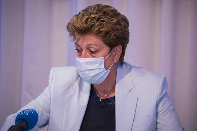 Zürich, Schweiz - 15. April 2021: Die Zürcher Bildungsdirektion Sivia Steiner sieht zwar ein Licht am Horizont, dennoch sieht auch sie die massiven wirtschaftlichen Schäden an der Zürcher Wirtschaft. Zeitgeschehen