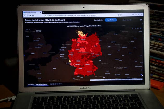 Coronavirus in Deutschland - Covid-19-Dashboard des Robert Koch-Institut 17.04.2021: Robert Koch-Institut: 7-Tage-Inzidenz 160,7. 7-Tage-Fallzahl 133.631. COVID-19-Fälle 3.123.077. Zugang um 23.804 gegenüber dem Vortag. COVID-19-Todesfälle 79.847. Zugang um 219 gegenüber dem Vortag.