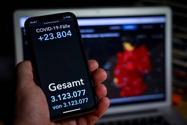 Coronavirus in Deutschland - Covid-19-Dashboard des Robert Koch-Institut 17.04.2021: Robert Koch-Institut: 7-Tage-Inzidenz 160,7. 7-Tage-Fallzahl 133.631. COVID-19-Fälle 3.123.077. Zugang um 23.804 gegenüber dem Vortag. COVID-19-Todesfälle 79.847. Zugang um 219 gegenüber dem Vortag.