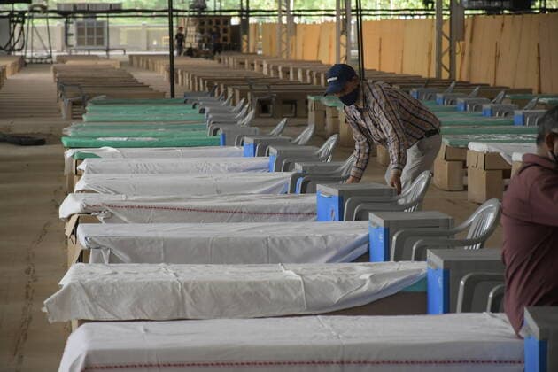 India: Covid center in Delhi New Delhi, India : Sardar Patel Covid care center at Radha Soami satsang Beas where near 500 emergency beds installed for covid patient, at Chattarpur in Delhi on 18 April 2021 New Delhi Delhi India Copyright: IshantxChauhan