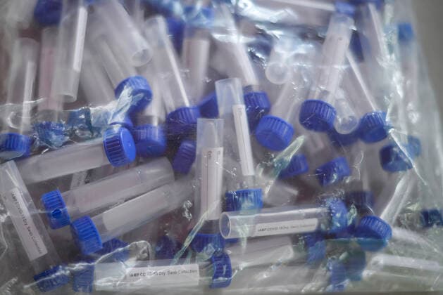 April 19, 2021, San Salvador, El Salvador: Tubes for swab sample collection to be tested for Covid-19 at the Salvadoran National University. San Salvador El Salvador - ZUMAs197 20210419_zaa_s197_099 Copyright: xCamiloxFreedmanx