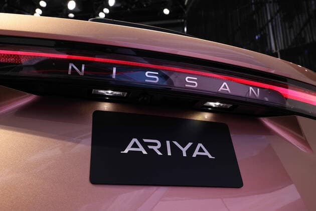 April 19, 2021, Tokyo, Japan: Nissan lettering on the back door of the Ariya electronic vehicle displayed at Nissan Crossing in Ginza. Tokyo Japan - ZUMAs197 20210419_zab_s197_018 Copyright: xStanislavxKogikux