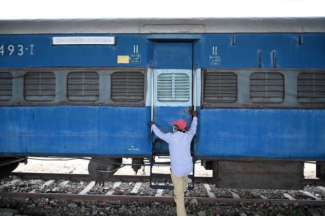COVID-19 outbreak in India Isolation coaches parked at Subedar station in Prayagraj. Allahabad Uttar Pradesh India Copyright: PrabhatxKumarxVerma