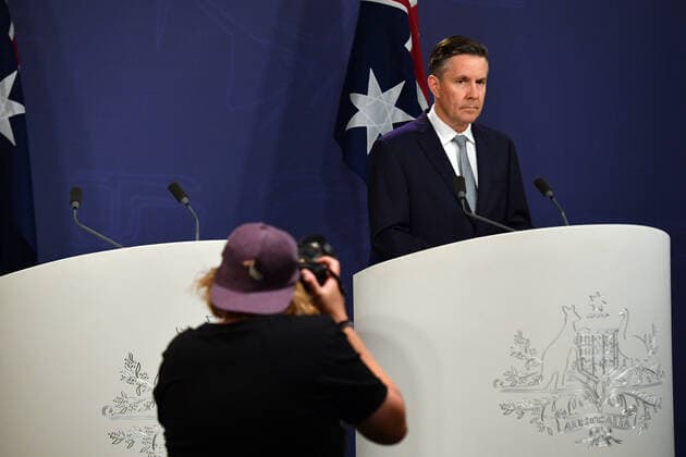 MARK BUTLER VACCINE ROLLOUT PRESSER, Shadow Minister for Health and Ageing Mark Butler speaks to the media during a press conference in Sydney, Wednesday, April 21, 2021. ( NO ARCHIVING, EDITORIAL USE ONLY, NO USE IN BOOKS WITHOUT CONSENT SYDNEY NSW AUSTRALIA  Copyright: xMICKxTSIKASx 20210421001536389191