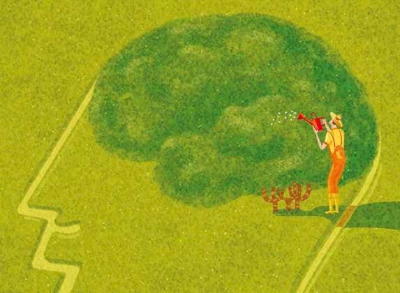 Mann bewässert Baum im Garten in einem Kopf *** Man watering tree in garden in one head  Copyright: xTommasoxD Incalcix 12790041