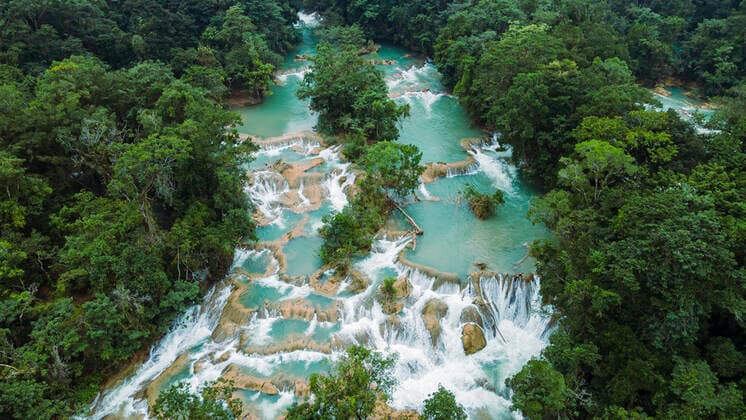 Aerial of Aguas Azules, Chiapas, Mexico, North America Copyright: MichaelxRunkel 1184-5325