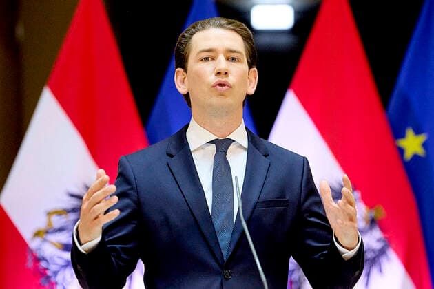 - Wien 23.04.2021 - Coronavirus-Krise - Nach neuerlichen Beratungen der Regierung mit der Opposition, Fachleuten, den Landeshauptleute nund den Sozialpartnern gab es am Nachmittag im Weltmuseum eine Pressekonferenz zur geplanten Öffnungstrategie im Mai. PHOTO: Bundeskanzler Sebastian Kurz (ÖVP). Vienna (Austria) - Coronavirus crisis - After renewed consultations between the government and the opposition, experts, the provincial governors and the social partners, there was a press conference in the Federal Chancellery in the afternoon on the planned opening strategy for May. Regierung verkündet Öffnungsstrategie