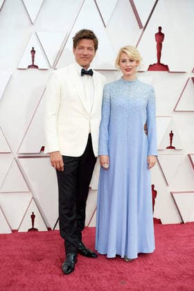 OscarÂ® nominee Thomas Vinterberg and guest arrive on the red carpet of The 93rd OscarsÂ® at Union Station in Los Angeles, CA on Sunday, April 25, 2021. Los Angeles CA USA  Copyright: xMattxPetitx 34135052THA