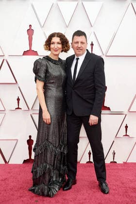 Claudia Sarne and OscarÂ® nominee Atticus Ross arrive on the red carpet of The 93rd OscarsÂ® at Union Station in Los Angeles, CA on Sunday, April 25, 2021. Los Angeles CA USA  Copyright: xMattxPetitx 34135121THA