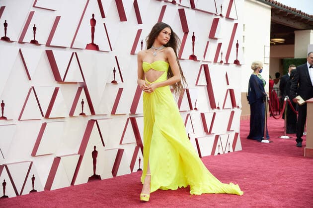 Zendaya arrives on the red carpet of The 93rd OscarsÂ® at Union Station in Los Angeles, CA on Sunday, April 25, 2021. Los Angeles CA USA  Copyright: xMattxSaylesx 34135558THA