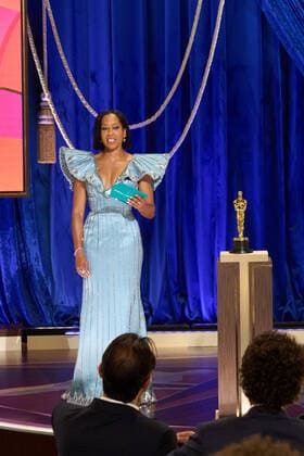 Regina King presents the OscarÂ® for Original Screenplay during the live ABC Telecast of The 93rd OscarsÂ® at Union Station in Los Angeles, CA on Sunday, April 25, 2021. Los Angeles CA USA  Copyright: xToddxWawrychukx 34135633THA