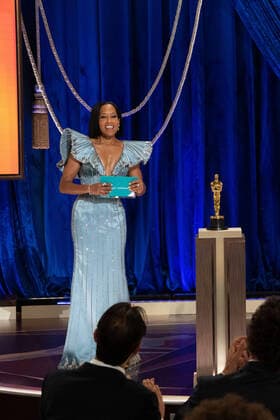 Regina King presents the OscarÂ® for Adapted Screenplay during the live ABC Telecast of The 93rd OscarsÂ® at Union Station in Los Angeles, CA on Sunday, April 25, 2021. Los Angeles CA USA  Copyright: xToddxWawrychukx 34135638THA