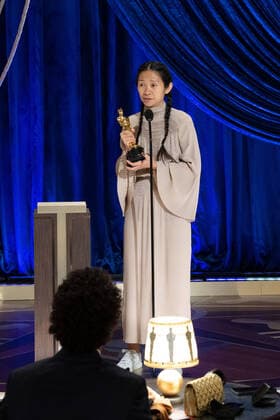 Chloe Zhao accepts the OscarÂ® for Directing during the live ABC Telecast of The 93rd OscarsÂ® at Union Station in Los Angeles, CA on Sunday, April 25, 2021. Los Angeles CA USA  Copyright: xToddxWawrychukx 34135655THA