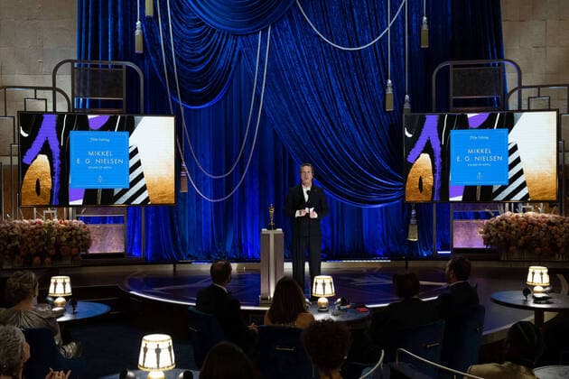 Mikkel E. G. Nielsen accepts the Oscars for Film Editing during the live ABC Telecast of The 93rd Oscars at Union Station in Los Angeles, CA on Sunday, April 25, 2021. Los Angeles CA USA  Copyright: xToddxWawrychukx 34135950THA