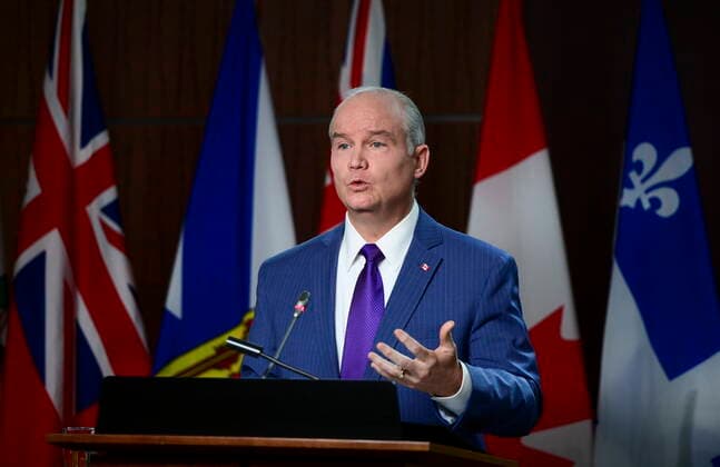 April 26, 2021, Ottawa, on, Canada: Conservative leader Erin O Toole holds a press conference on Parliament Hill in Ottawa on Monday, April 26, 2021, during the COVID-19 pandemic. Ottawa Canada  - ZUMAc35_ 20210426_zaf_c35_007 Copyright: xSeanxKilpatrickx