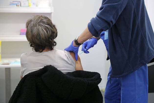 April 26, 2021, Barcelona, Catalonia, Spain Massive vaccination pilot test at the Fira de Barcelona, where 1,000 people have been vaccinated against  JoanxValls