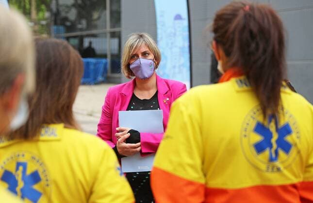 April 26, 2021, Barcelona, Catalonia, Spain The Minister of Health, Alba Verges during the massive va  JoanxValls