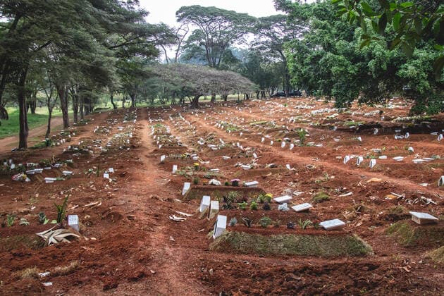 News Bilder des Tages SÃO PAULO, SP - 26.04.2021: ENTERROS NO CEMITÉRIO DA VILA FORMOSA - Pits ready for burials on the afternoon of Monday (26) in the largest cemetery in the country, the Cemetery of Vila Formosa, East Side of São Paulo, while Brazil approaches the mark of 400,000 dead victims of the pandemic of Covid-19. x2058025x  YurixMurakami