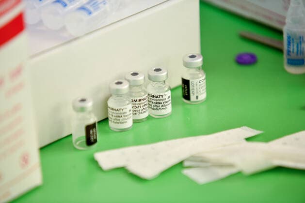 April 27, 2021, Tunis, Tunisia: Pfizer-BioNTech COVID-19 vaccine vials are seen at Ariana Youth Center as vaccination centers across the country experience an influx of registrations during Ramadan. Tunis Tunisia - ZUMAs197 20210427_zaa_s197_021 Copyright: xJdidixWassimx