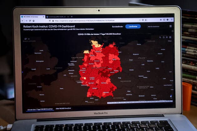 Coronavirus in Deutschland - Covid-19-Dashboard des Robert Koch-Institut 29.04.2021: Robert Koch-Institut: 7-Tage-Inzidenz 154,9. 7-Tage-Fallzahl 128.799. COVID-19-Fälle 3.357.268. Zugang um 24.736 gegenüber dem Vortag. COVID-19-Todesfälle 82.544. Zugang um 264 gegenüber dem Vortag.