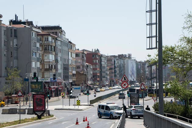 April 30, 2021, Istanbul, TUR: 17 days full lockdown officially began on Thursday evening but its impact was more evident on Friday. A view of empty Kadikoy district and the police forces take security measures during the curfew which was imposed to prevent the spread of the coronavirus disease (COVID-19) in Istanbul, Turkey on April 30, 2021. Istanbul TUR - ZUMAz112 20210430_zip_z112_010 Copyright: xJasonxDeanx