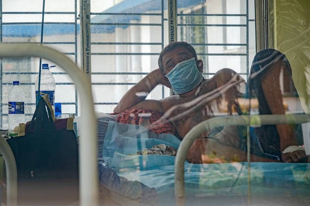 April 30, 2021, Kolkata, India: A covid patient seen lying on a bed inside a newly made Covid ward at Barasat Government Hospital..India s total coronavirus cases set global records with 18.8 millions cases and 208,000 death as people desperately searching for hospital beds and oxygen cylinders are finding help on social media according to an Indian media report. Kolkata India - ZUMAs197 20210430_zaa_s197_047 Copyright: xDipayanxBosex