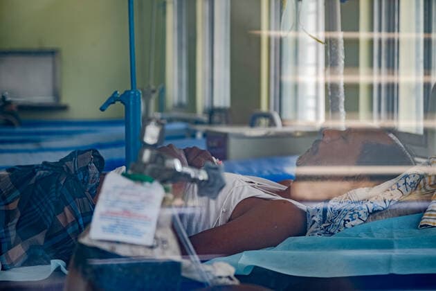 April 30, 2021, Kolkata, India: A covid patient seen lying on a bed inside a newly made Covid ward at Barasat Government Hospital..India s total coronavirus cases set global records with 18.8 millions cases and 208,000 death as people desperately searching for hospital beds and oxygen cylinders are finding help on social media according to an Indian media report. Kolkata India - ZUMAs197 20210430_zaa_s197_048 Copyright: xDipayanxBosex