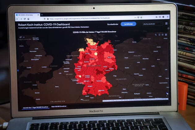 Coronavirus in Deutschland - Covid-19-Dashboard des Robert Koch-Institut 01.05.2021: Robert Koch-Institut: 7-Tage-Inzidenz 148,6. 7-Tage-Fallzahl 123.575. COVID-19-Fälle 3.400.532. Zugang um 18.935 gegenüber dem Vortag. COVID-19-Todesfälle 83.082. Zugang um 232 gegenüber dem Vortag.