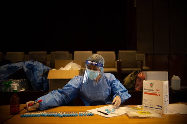 Federal Parliament Staff Gets Tested For COVID-19 In Nepal A health worker prepares to test for COVID-19 in Kathmandu, Nepal on May 5, 2021. Kathmandu Nepal shrestha-notitle210505_np4EZ  Copyright: xRojanxShresthax