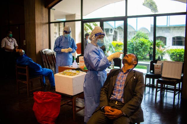 Federal Parliament Staff Gets Tested For COVID-19 In Nepal Federal parliament staff gets tested for COVID-19 before attending the meeting of the House of Representatives in Kathmandu, Nepal on May 5, 2021. Kathmandu Nepal shrestha-notitle210505_npCPd  Copyright: xRojanxShresthax