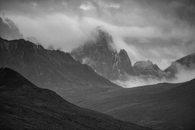 Misty fog and storm clouds over the peaks of the Tombstone Range in the Tombstone Territorial Park; Dawson City, Yukon, Canada  Copyright: RobertxJ.xPolett 33343553