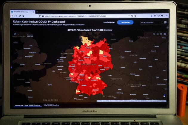 Coronavirus in Deutschland - Covid-19-Dashboard des Robert Koch-Institut 07.05.2021: Robert Koch-Institut: 7-Tage-Inzidenz 125,7. 7-Tage-Fallzahl 104.503. COVID-19-Fälle 3.491988. Zugang um 18.485 gegenüber dem Vortag. COVID-19-Todesfälle 84.410. Zugang um 284 gegenüber dem Vortag.