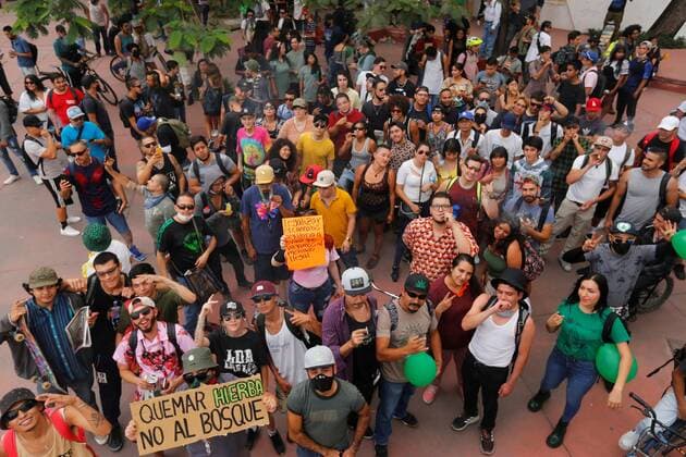Marijuana users demonstrate today, during the seventh world march for the liberation of the recreational use of cannabis, in the city of Guadalajara, Jalisco state, Mexico 8 May 2021. Marijuana consumers, ask for its free consumption in Guadalajara !ACHTUNG: NUR REDAKTIONELLE NUTZUNG!  Copyright: xFranciscoxGuascox MEX1407 20210509-637561288622920698