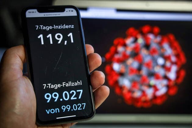 Coronavirus in Deutschland - Covid-19-Dashboard des Robert Koch-Institut 10.05.2021: Robert Koch-Institut: 7-Tage-Inzidenz 119,1. 7-Tage-Fallzahl 99.027. COVID-19-Fälle 3.527.251. Zugang um 6.922 gegenüber dem Vortag. COVID-19-Todesfälle 84.829. Zugang um 54 gegenüber dem Vortag.