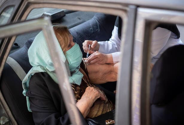 Vaccination Of People Over 80 Years By The China s Sinopharm COVID-19 Vaccine In Tehran An Iranian elderly woman receives a dose of China s Sinopharm new coronavirus disease (COVID-19) vaccine while sitting in a vehicle just out of a health center in northern Tehran on May 10, 2021. MORTEZA NIKOUBAZL NurPhoto Tehran Tehran Iran nikoubazl-vaccinat210510_nphej  Copyright: xMortezaxNikoubazlx