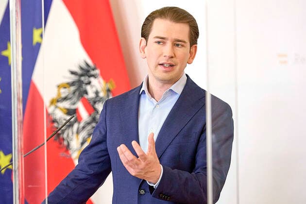 - Wien 10.05.2021 - Corona-Krise - Heute am Nachmittag fand im Bundeskanzleramt eine Pressekonferenz zu den geplanten Öffnungen am 19. Mai, nach Ende des 4. Lockdowns in ganz Österreich statt. PHOTO: Bundeskanzler Sebastian Kurz (ÖVP). Vienna (Austria) - Corona crisis - This afternoon there was a press conference in the Federal Chancellery on the planned openings on May 19th, after the end of the 4th lockdown in all of Austria. PK zu Öffnungen am 19. Mai nach 4. Lockdown
