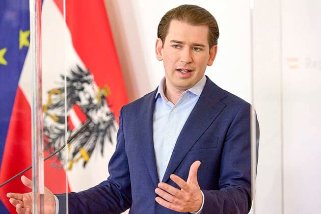 - Wien 10.05.2021 - Corona-Krise - Heute am Nachmittag fand im Bundeskanzleramt eine Pressekonferenz zu den geplanten Öffnungen am 19. Mai, nach Ende des 4. Lockdowns in ganz Österreich statt. PHOTO: Bundeskanzler Sebastian Kurz (ÖVP). Vienna (Austria) - Corona crisis - This afternoon there was a press conference in the Federal Chancellery on the planned openings on May 19th, after the end of the 4th lockdown in all of Austria. PK zu Öffnungen am 19. Mai nach 4. Lockdown