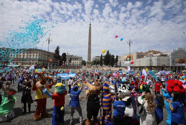 Rome, Demonstration of the workers of the theme and water parks to ask the government that the amusement parks reopen before 1 July 2021. Pictured:  Copyright: xPieroxTenaglix xIPAx xPieroxTenaglix