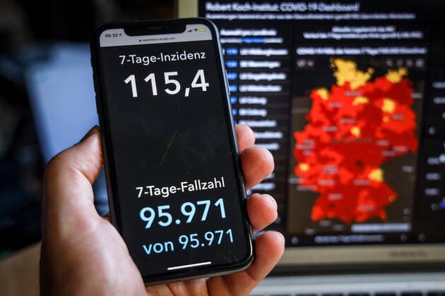 News Bilder des Tages Coronavirus in Deutschland - Covid-19-Dashboard des Robert Koch-Institut 11.05.2021: Robert Koch-Institut: 7-Tage-Inzidenz 115,4. 7-Tage-Fallzahl 95.971. COVID-19-Fälle 3.533.376. Zugang um 6.125 gegenüber dem Vortag. COVID-19-Todesfälle 85.112. Zugang um 283 gegenüber dem Vortag.