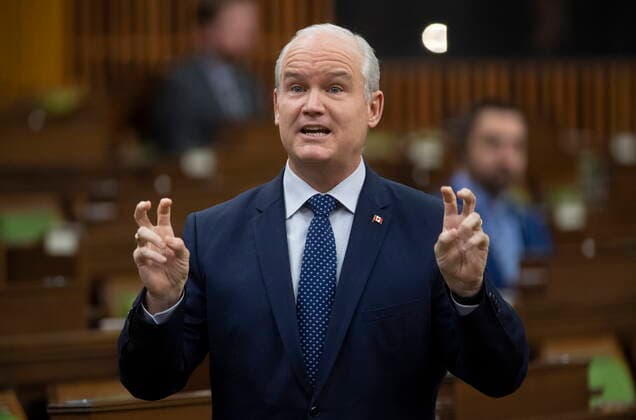 May 11, 2021, Ottawa, on, Canada: Leader of the Opposition Erin O Toole rises to question the government during Question Period in the House of Commons Tuesday May 11, 2021 in Ottawa. Ottawa Canada  - ZUMAc35_ 20210511_zaf_c35_060 Copyright: xAdrianxWyldx