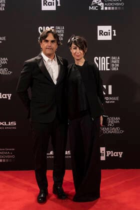 ** EDITORIAL USE ONLY ** Rome, David di Donatello 2021 Awards. In the photo: Nicola Serra and Lisa Nursultan  Copyright: xLucaxDammiccoxperxAccademiaxdelx xLucaxDammiccoxperxAccademiaxdelx